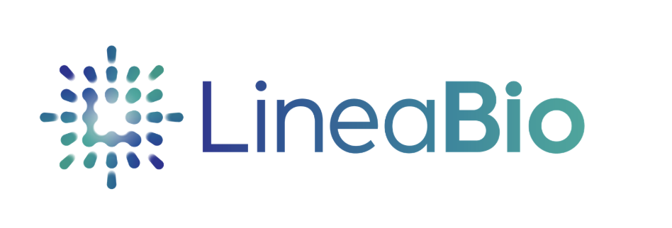 LineaBio | CCRM LinealBio logo with a teal-blue circular dotted emblem on the left and the word 'Lineabio' in blue-green text.